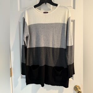 Vince Camuto Tunic Sweater Womens Size Medium Waffle Knit Color-Block Pullover